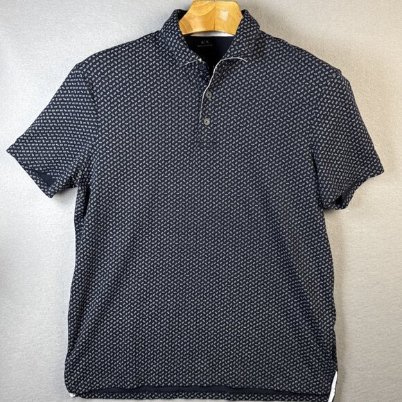Armani Exchange Collared Polo Shirt Men Size M Printed Jersey A|X Tee Ivy League - Picture 1 of 12